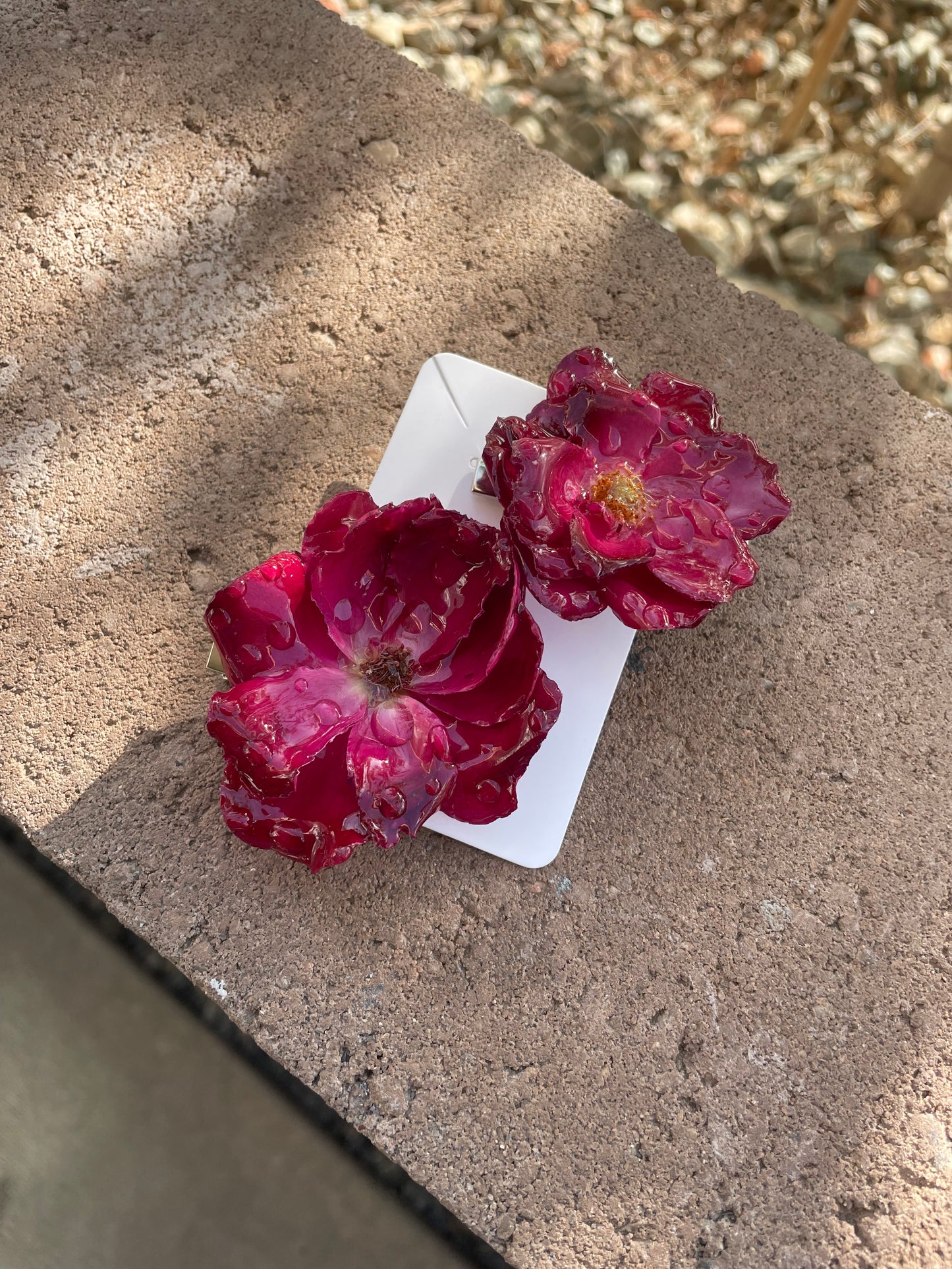 Set of 2 Real French Rose Hair Clips
