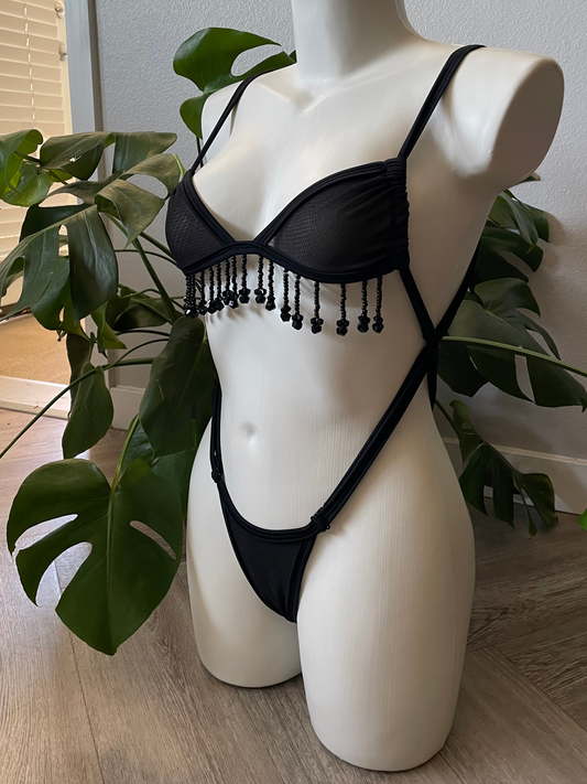 “Catalina” Sheer Mesh Sling Kini (black) - PRE ORDER
