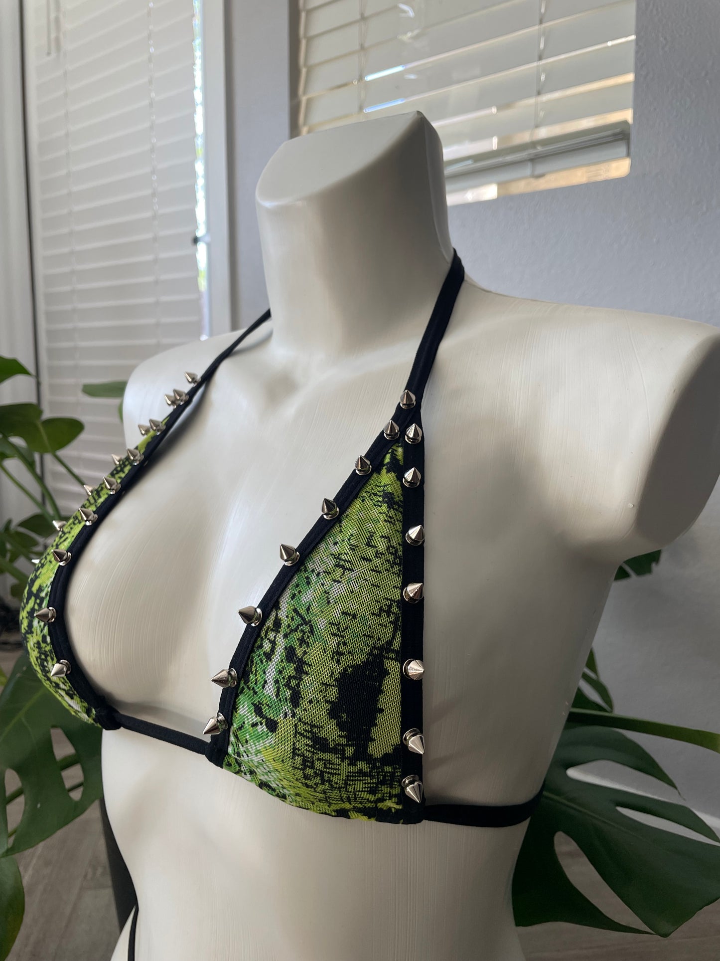 ♲ “Viper Neon Green Studded” Micro Bikini Set (L)