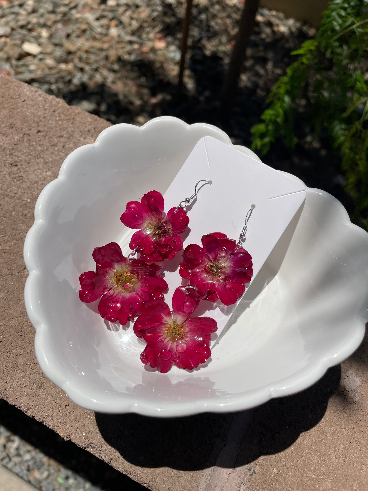 Real Flower Dangle Earrings