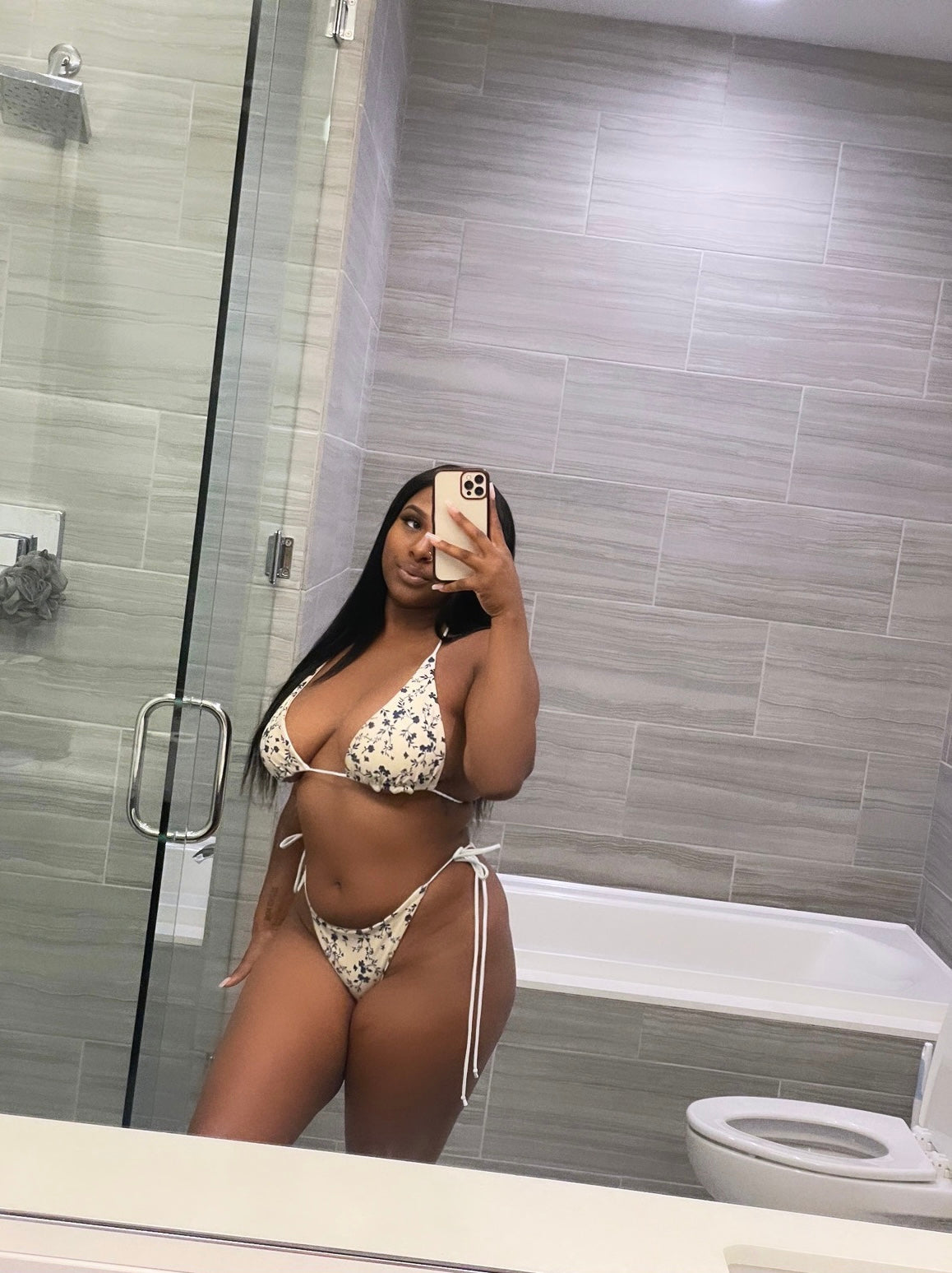 Navy Floral Bikini Bottom