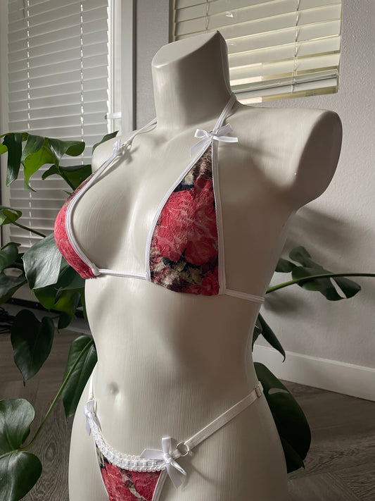♲ “Floral Mesh Coquette Micro Bikini” S