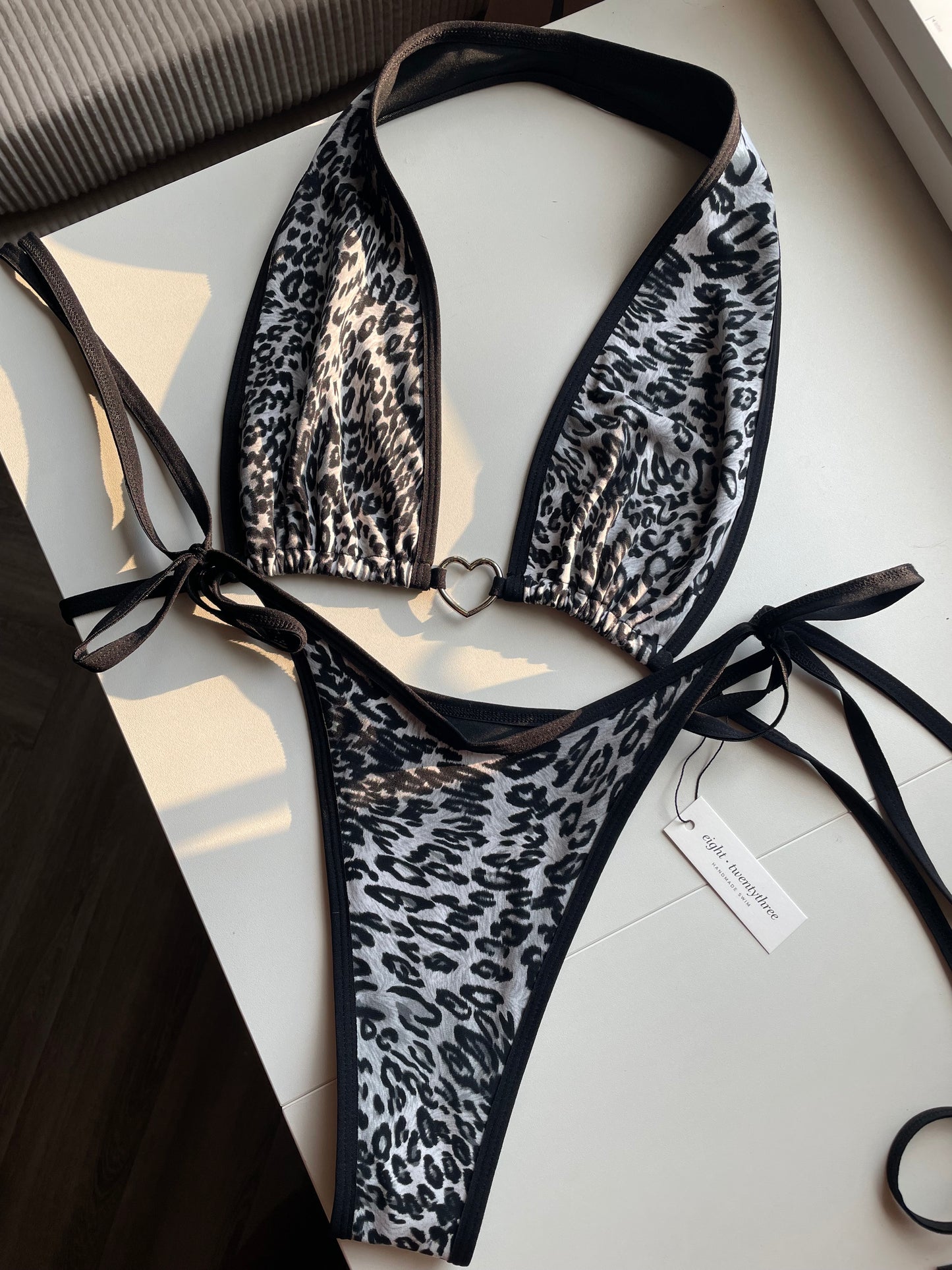 “Heart Breaker” Full Coverage Halter Top Bikini Set (C,D Cup/M-L Bottoms)