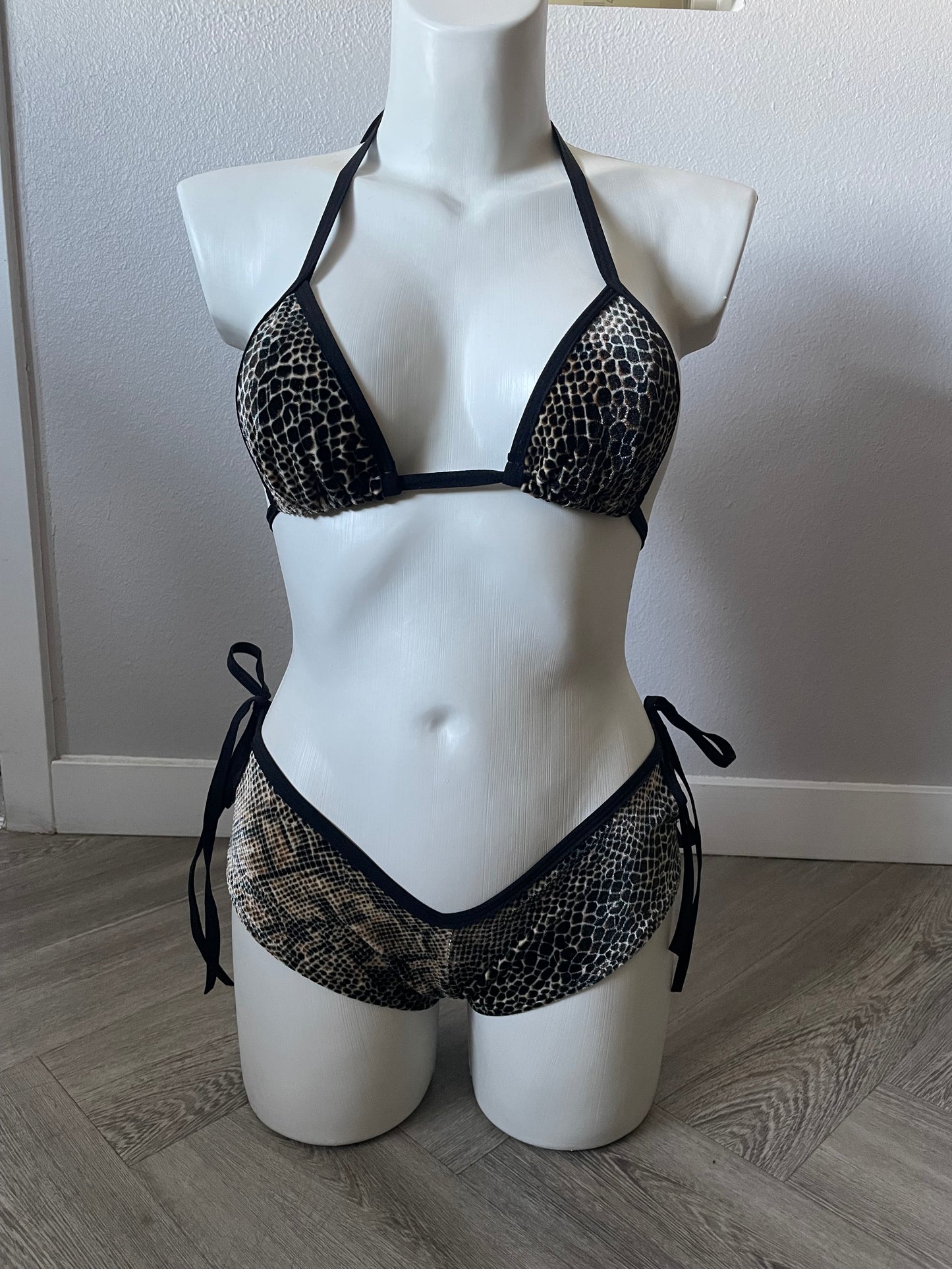 Y2K Velvet Shorts Bikini Set (B- cup/ XS bottoms)
