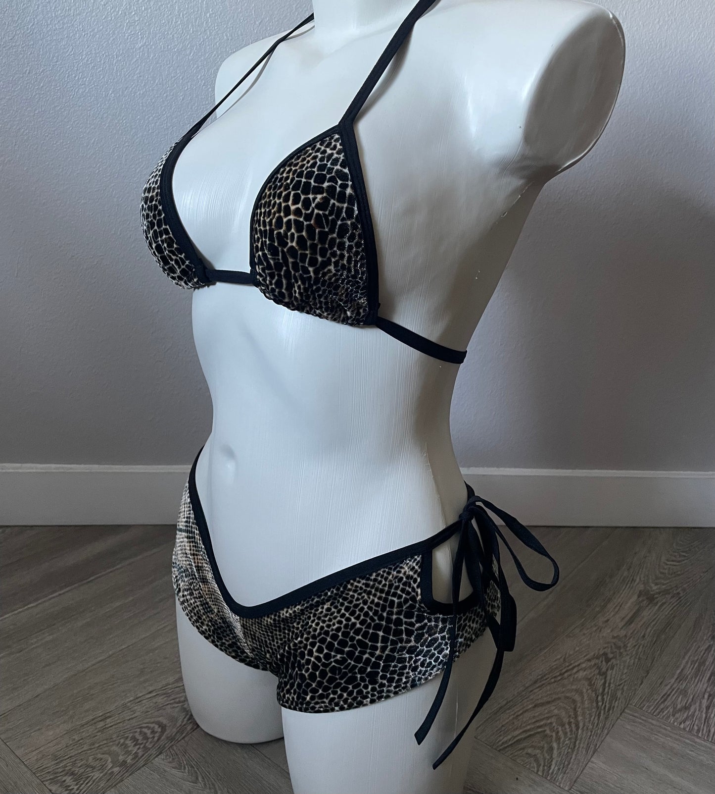 Y2K Velvet Shorts Bikini Set (B- cup/ XS bottoms)
