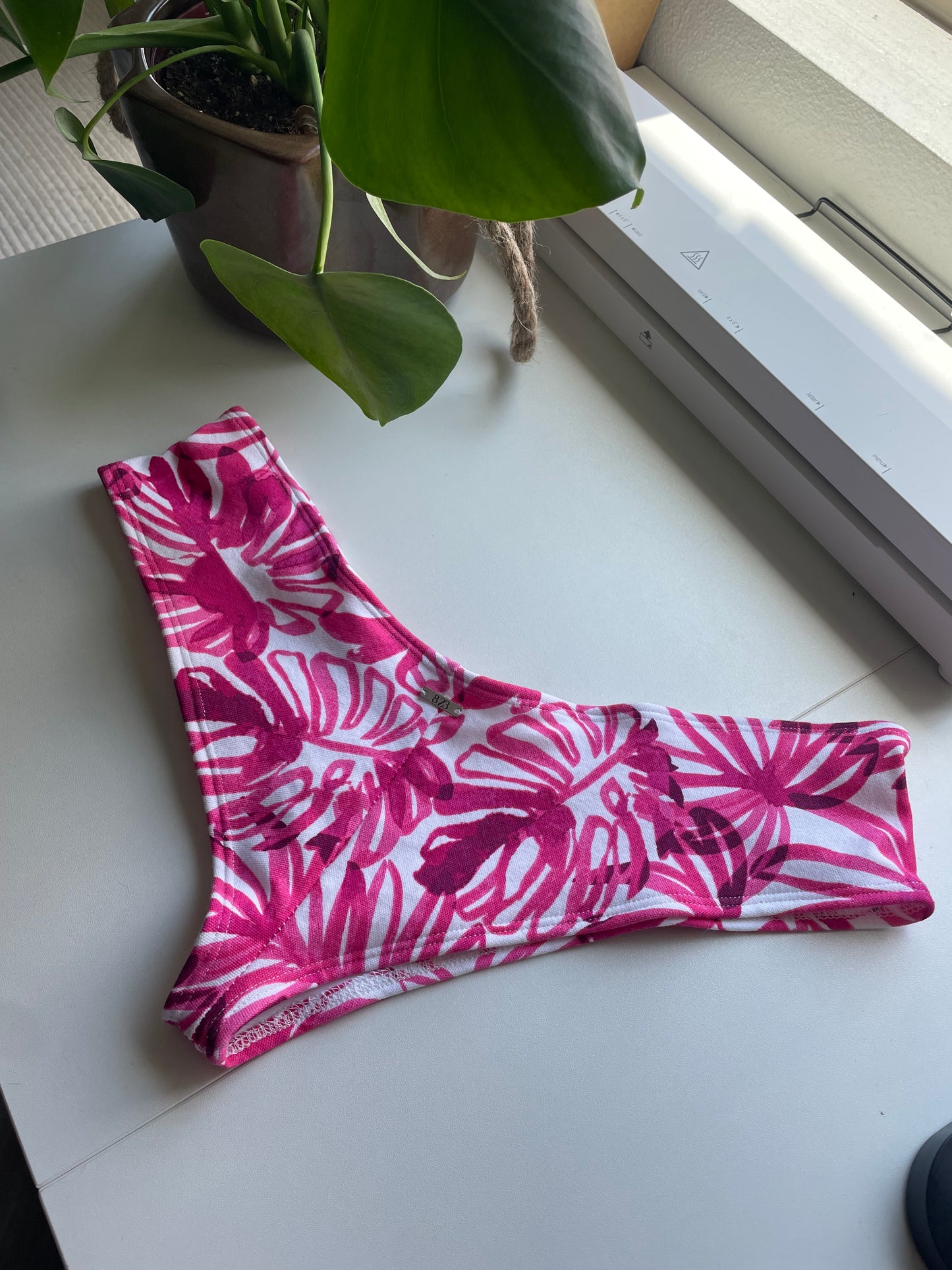 Pink Palms Cotton Bikini Set (S)