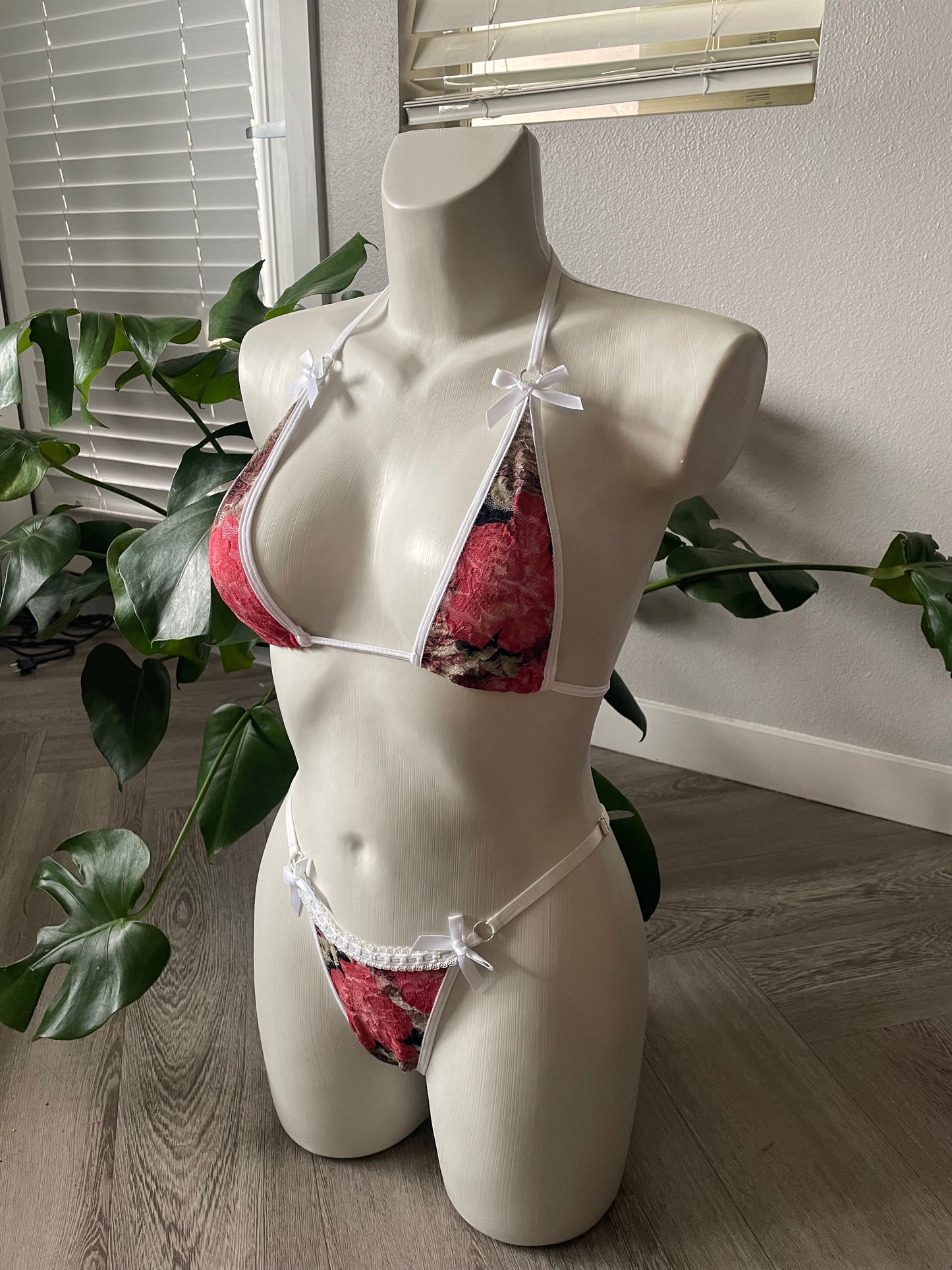 ♲ “Floral Mesh Coquette Micro Bikini” S