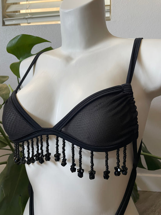 “Catalina” Sheer Mesh Sling Kini (black) - PRE ORDER