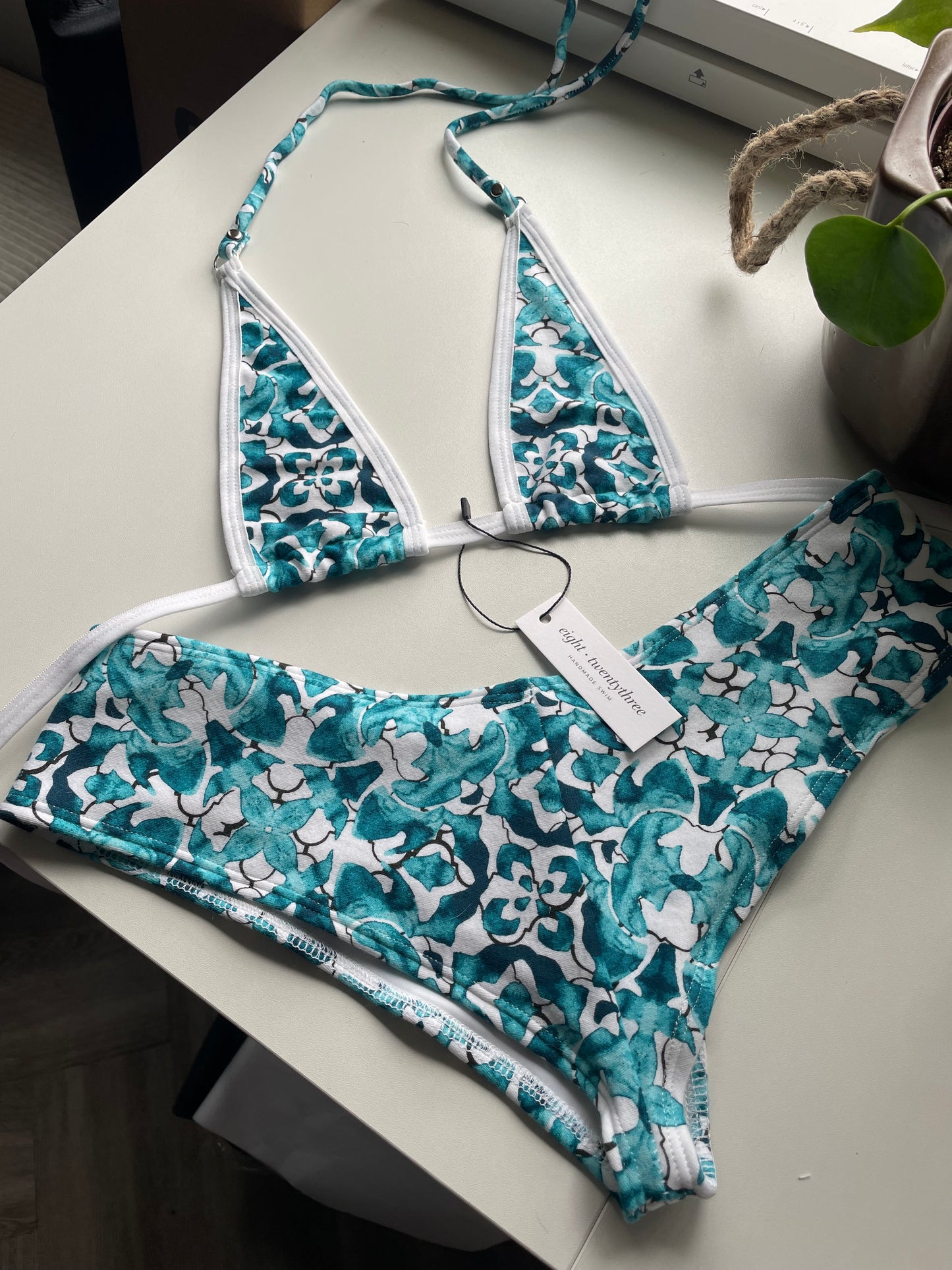 “Tide Pool” Cotton Bikini Set (S)
