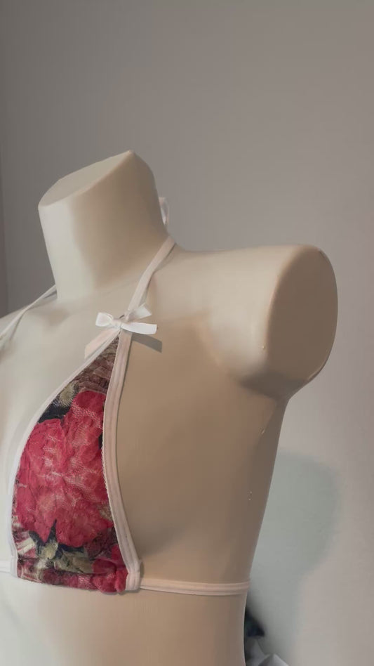 ♲ “Floral Mesh Coquette Micro Bikini” S